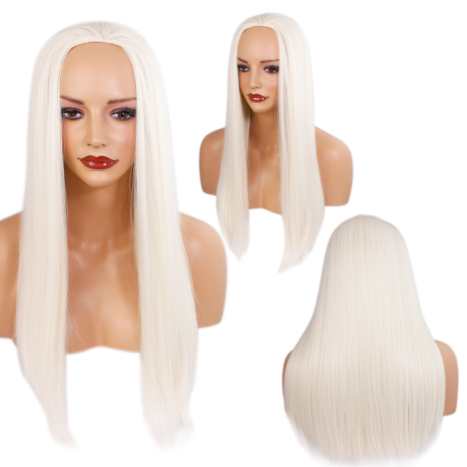 22 Ladies 34 Wig Half Fall Clip In On Hair Piece White Blonde 60m 3 Styles Ebay 