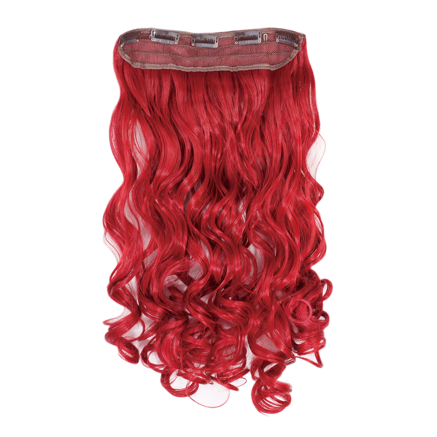 Clip In One Piece Hair Extension Pillar Red Wavy Curly 23