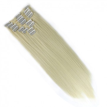 22 Inch Clip in Hair Extensions Straight 8pcs - Bleach Blonde