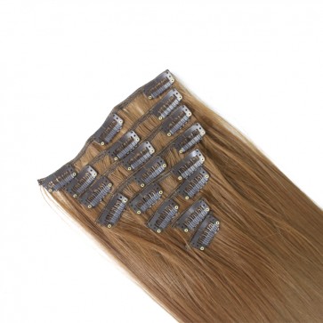 15 Inch Clip in Hair Extensions Straight 8pcs - Light Auburn