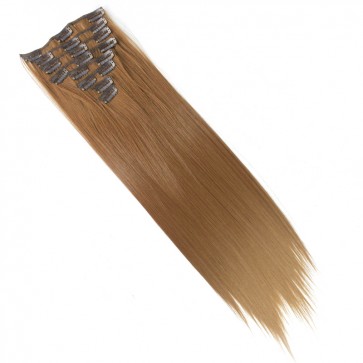 18 Inch Clip in Hair Extensions Straight 8pcs - Light Auburn