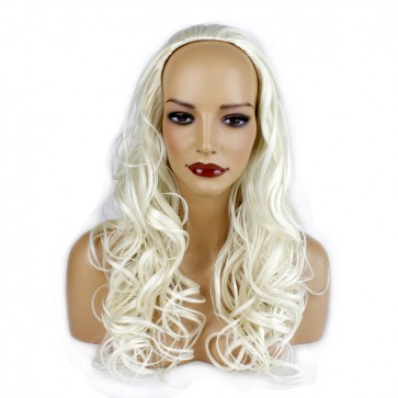 22 Inch Ladies 3/4 Wig Wavy - White Blonde