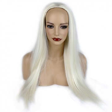 25 Inch Ladies 3/4 Wig Straight - White Blonde