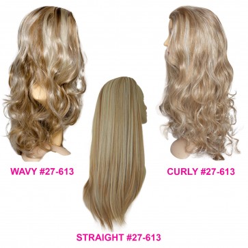 22 Inch Ladies 3/4 Wig Straight - Strawberry Blonde Mix #27/613