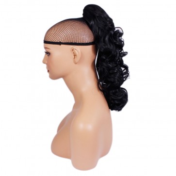 17 Inch Ponytail Curly Claw Clip - Jet Black