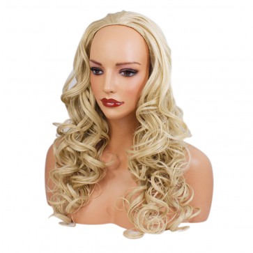 22 Inch Ladies 3/4 Wig Curly - Light Blonde