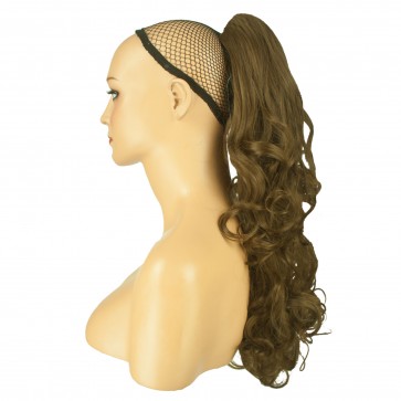 22 Inch Ponytail Falling Curls Claw Clip - Ash Brown