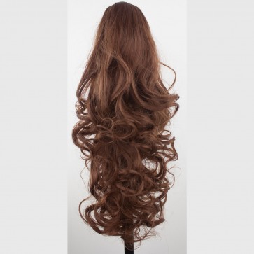 22" PONYTAIL FALLING CURLS Chestnut Brown REVERSIBLE Claw Clip