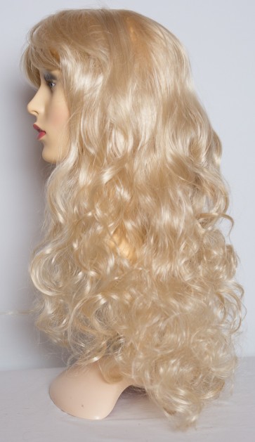 22" Ladies Full Length Long WIG Clip In Hair Piece CURLY Light Blonde #613