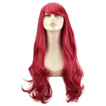 22" Ladies Full WIG Long Hair Piece WAVY Pillar Red