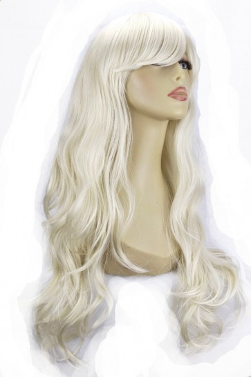 D / 22" Ladies Full WIG Long Hair Piece LOOSE WAVES Platinum Blonde #16/60