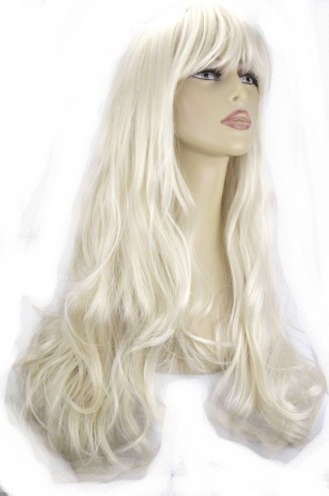 22 Inch Ladies Full Wig Wavy - Platinum Blonde