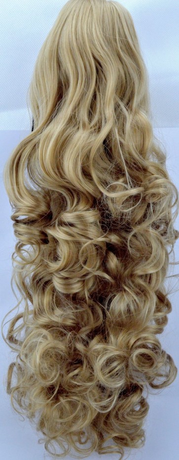 17" PONYTAIL CURLY Honey Blonde REVERSIBLE Claw Clip