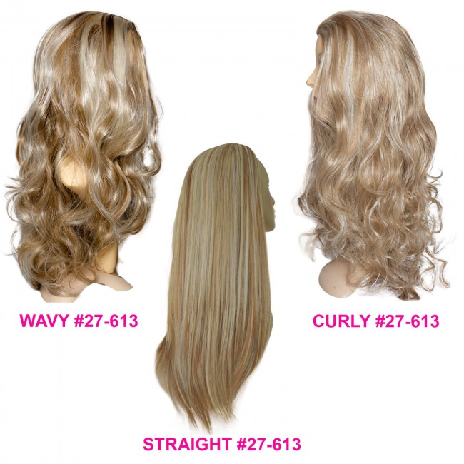 22 Inch Ladies 3 4 Wig Straight Strawberry Blonde Mix 27 613