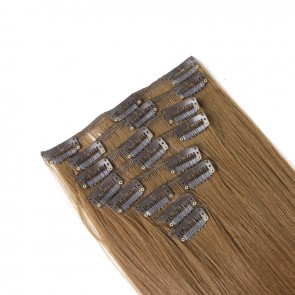 15 Inch Clip in Hair Extensions Straight 8pcs - Light Brown