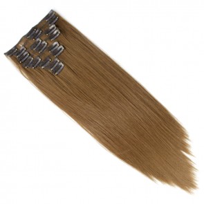 22 Inch Clip in Hair Extensions Straight 8pcs - Light Brown