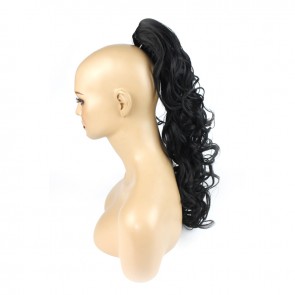22 Inch Ponytail Wavy Claw Clip - Natural Black