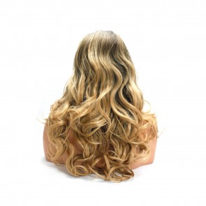 22 Inch Ladies 3/4 Wig Wavy - Chocolate Brown / Blonde Ombre