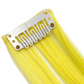 20 Inch Clip in Hair Extensions Straight Highlights - Neon Yellow
