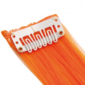 20 Inch Clip in Hair Extensions Straight Highlights - Orange