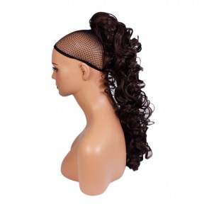 22 Inch Ponytail Curly Claw Clip - Medium Brown