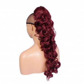 22 Inch Ponytail Curly Claw Clip - Burgundy