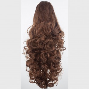 22 Inch Ponytail Curly Claw Clip - Chestnut Brown