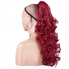 22 Inch Ponytail Curly Claw Clip - Pillar Red