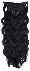 22 Inch Clip in Hair Extensions Curly 8pcs - Jet Black