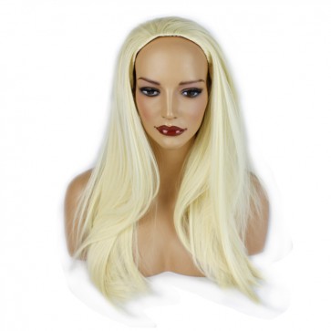 22 Inch Ladies 3/4 Wig Straight - Bleach Blonde