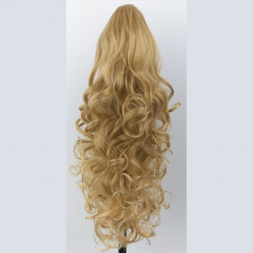 22" PONYTAIL FALLING CURLS Golden Blonde #26 REVERSIBLE Claw Clip