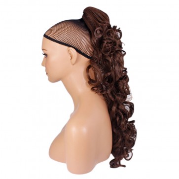 22 Inch Ponytail Curly Claw Clip - Chocolate Brown