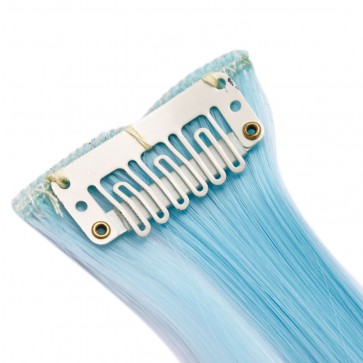 20 Inch Clip in Hair Extensions Straight Highlights - Turquoise
