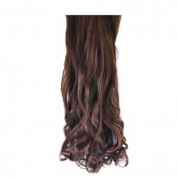 22 Inch Clip in Hair Extensions Curly 8pcs - Chestnut Brown