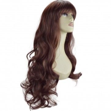 22" Ladies Full WIG Long Hair Piece WAVY Dark Auburn #33