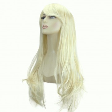 20" Ladies Full WIG Long Hair Piece FLICK Style Lightest Blonde #60