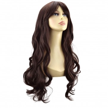 22" Ladies Full WIG Long Hair Piece LOOSE WAVES Medium Brown #6