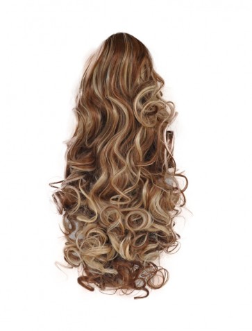 17 Inch Ponytail Curly Claw Clip - Medium Brown/Blonde #6/613