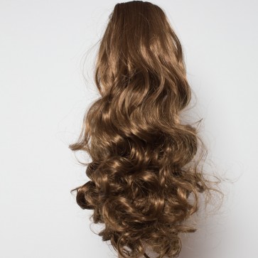 17 Inch Ponytail Curly Claw Clip - Light Chocolate Brown