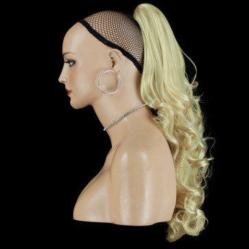 22" PONYTAIL FALLING CURLS Light Blonde #613 REVERSIBLE Claw Clip