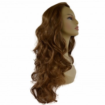 22 Inch Ladies 3/4 Wig Curly - Light Brown