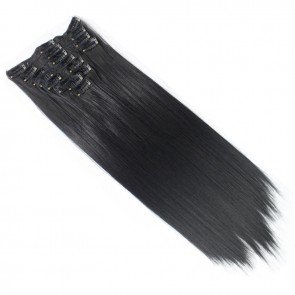 15 Inch Clip in Hair Extensions Straight 8pcs - Natural Black