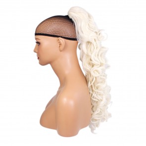 22 Inch Ponytail Curly Claw Clip - White Blonde
