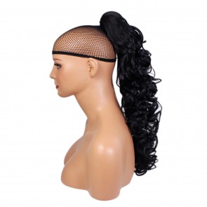 22 Inch Ponytail Curly Claw Clip - Jet Black