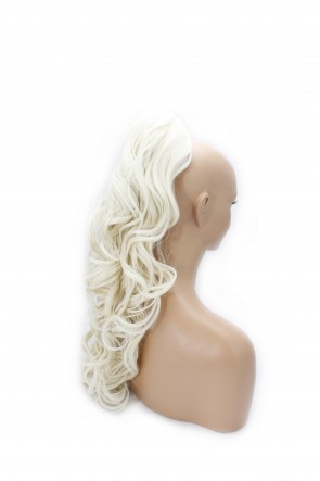 22 Inch Ponytail Wavy Claw Clip - White Blonde
