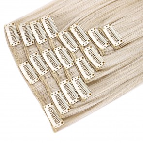 15 Inch Clip in Hair Extensions Straight 8pcs - Platinum Blonde