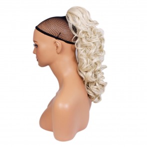 17 Inch Ponytail Curly Claw Clip - Platinum Blonde
