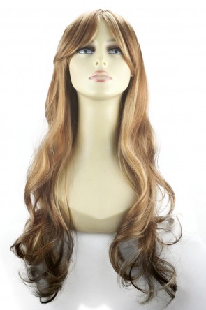 22 Inch Ladies Full Wig Wavy - Medium Brown / Blonde #6/613