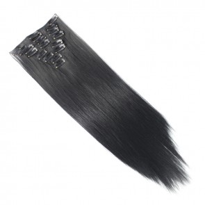 15 Inch Clip in Hair Extensions Straight 8pcs - Jet Black