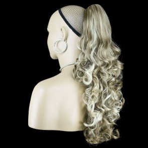 22 Inch Ponytail Curly Claw Clip - Ash Brown/Blonde Mix #10/613